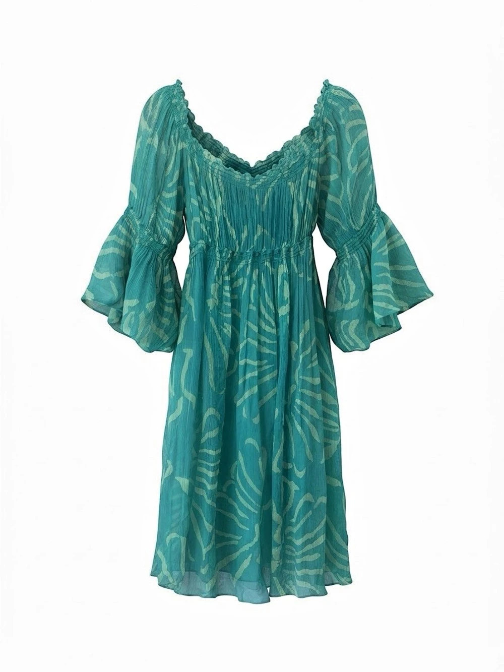 Studio M Abstract Pattern Bell Sleeve Midi Dress Size XL